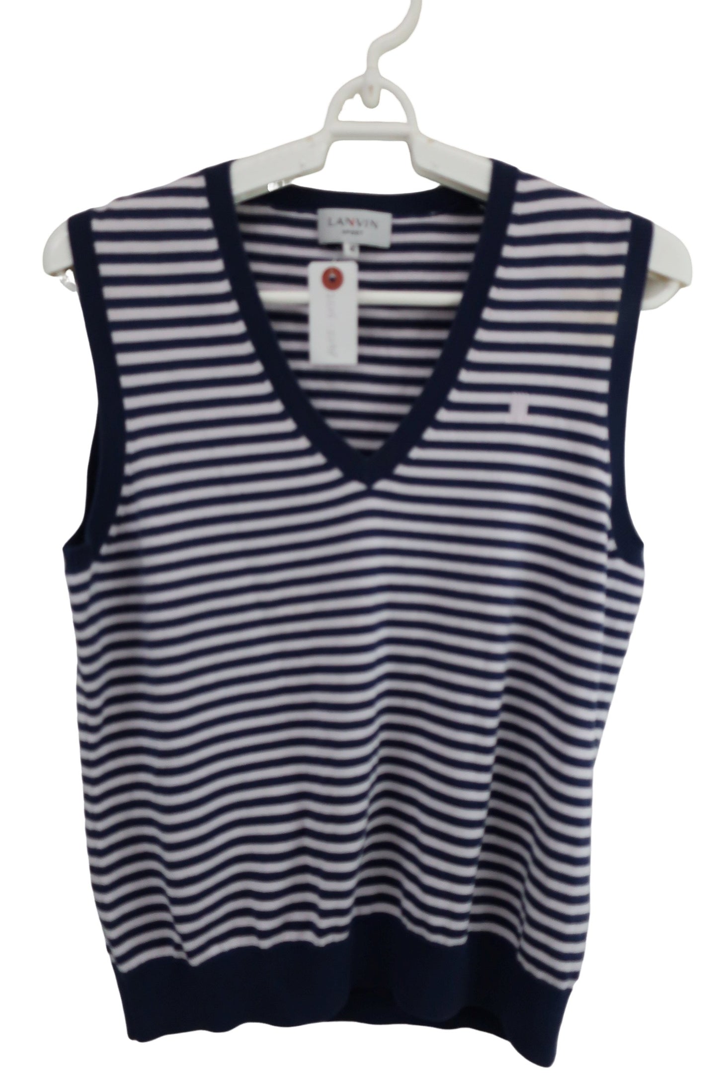 LANVIN SPORT(ランバンスポーツ) ベスト ネイビー薄ピンクボーダー レディース 40 B-1