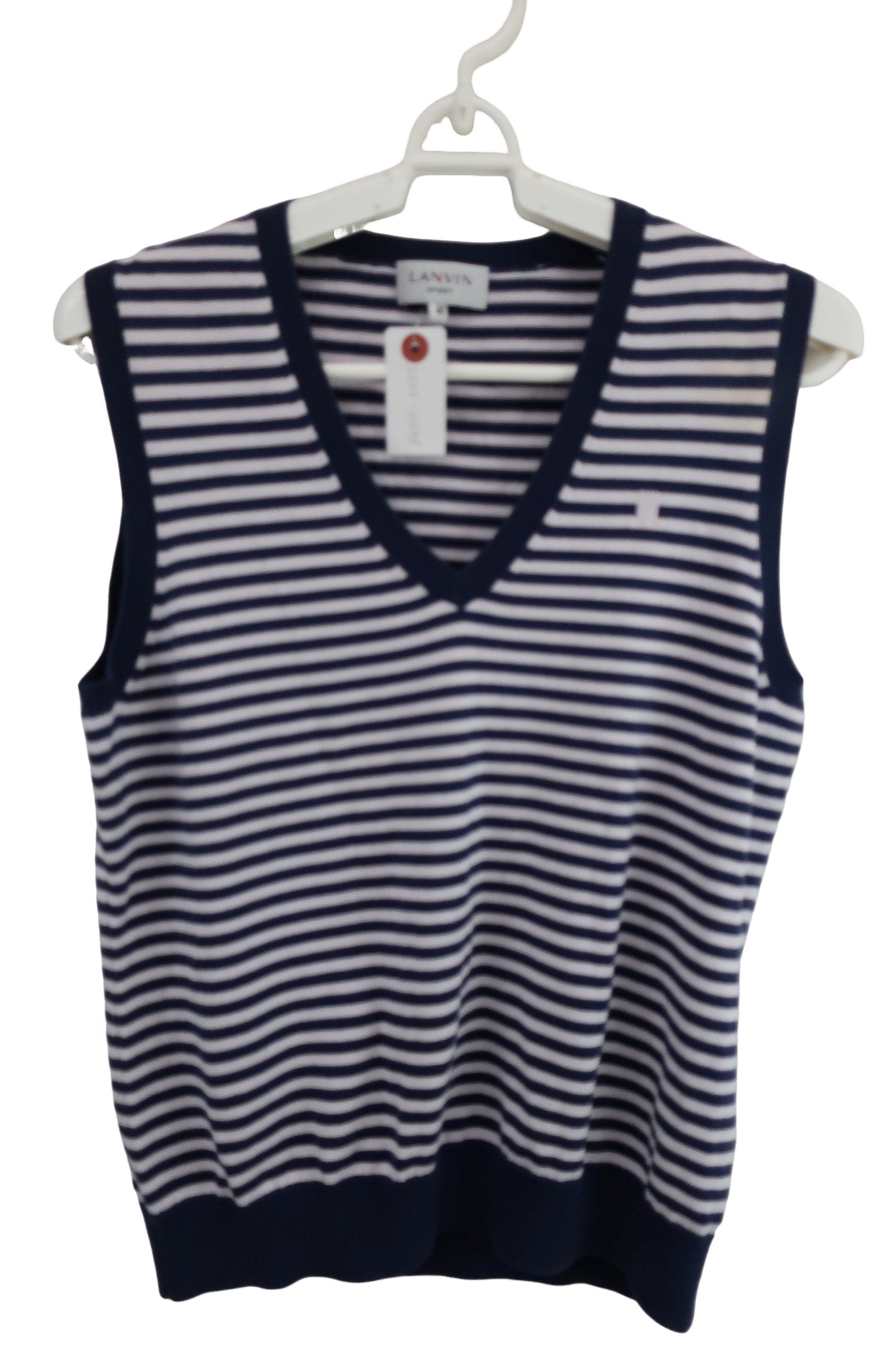 LANVIN SPORT(ランバンスポーツ) ベスト ネイビー薄ピンクボーダー レディース 40 B-1
