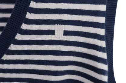 LANVIN SPORT(ランバンスポーツ) ベスト ネイビー薄ピンクボーダー レディース 40 B-2