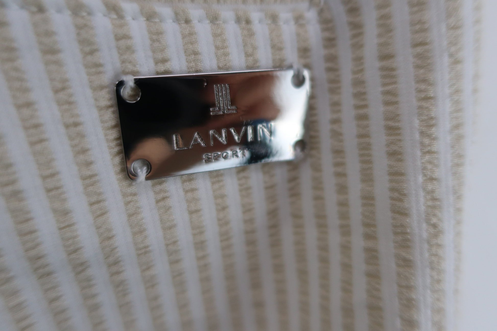 LANVIN SPORT(ランバンスポーツ) パンツ ベージュ白ストライプ レディース 38 A-2