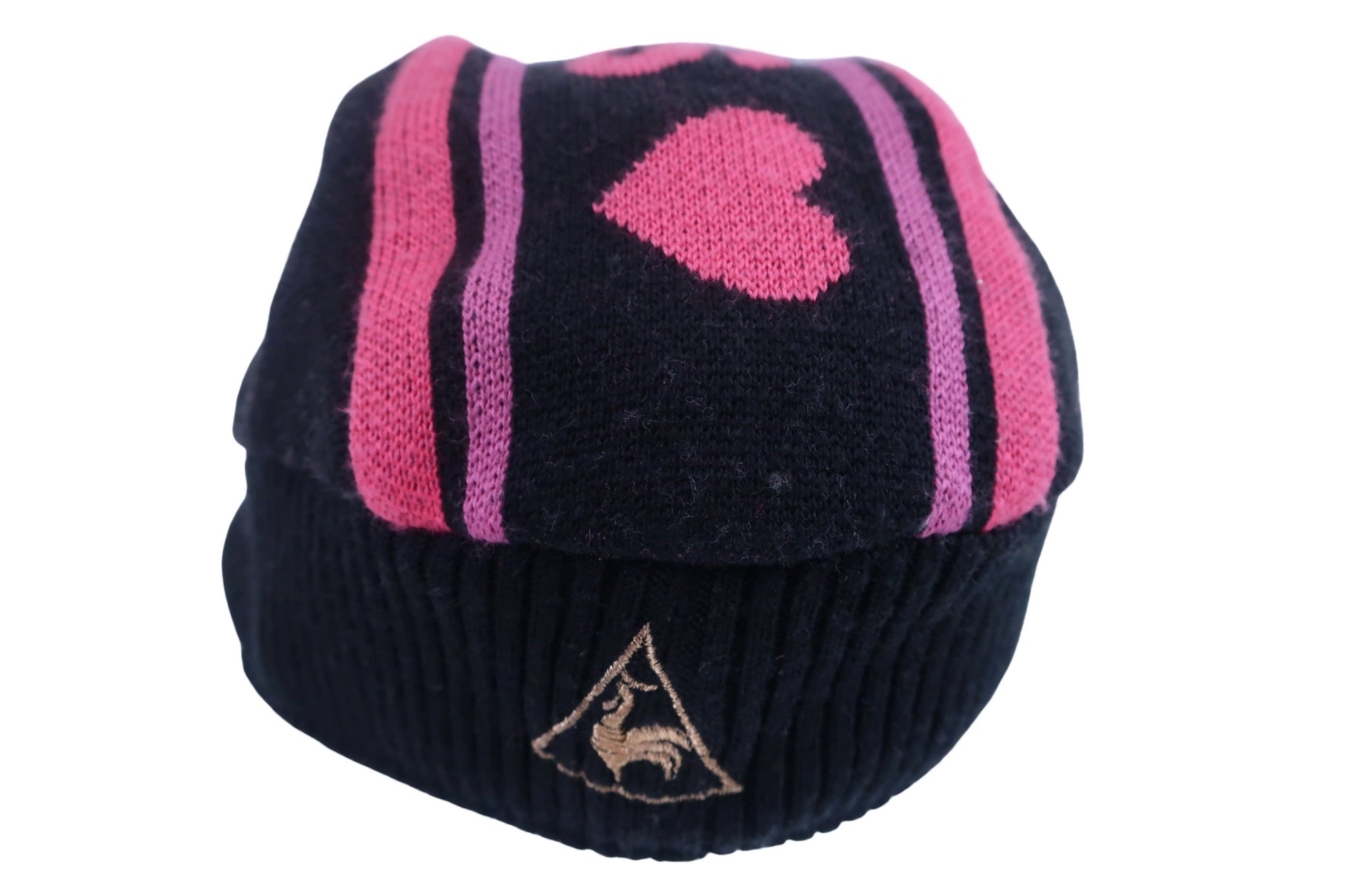 le coq sportif(ルコックスポルティフ) ニットキャスケット 黒ピンク レディース F B-4
