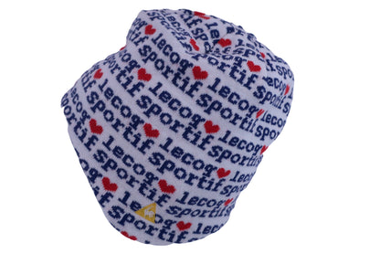 le coq sportif(ルコックスポルティフ) ニット帽 白ネイビーロゴ柄 レディース F B-2