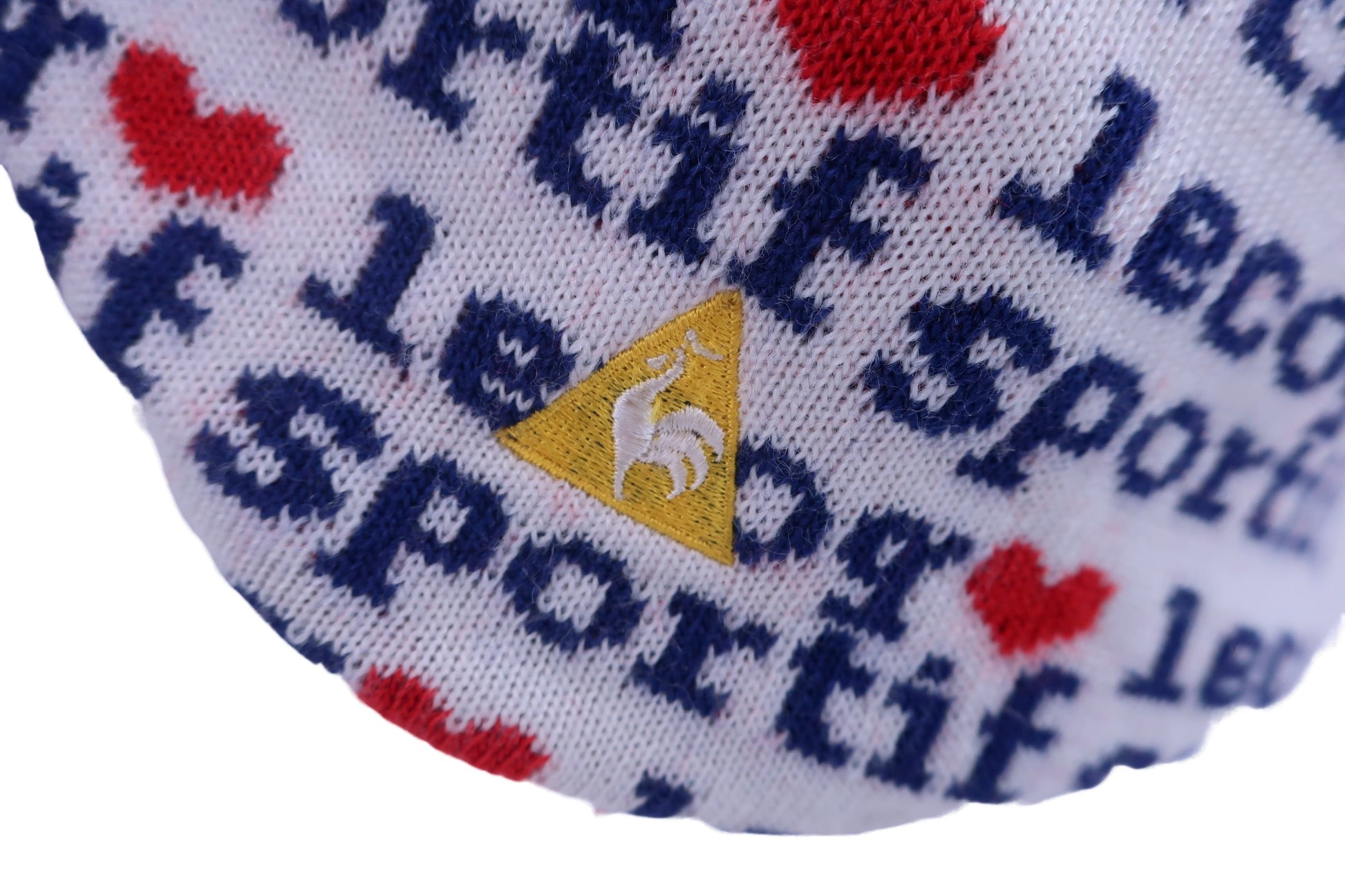 le coq sportif(ルコックスポルティフ) ニット帽 白ネイビーロゴ柄 レディース F B-3