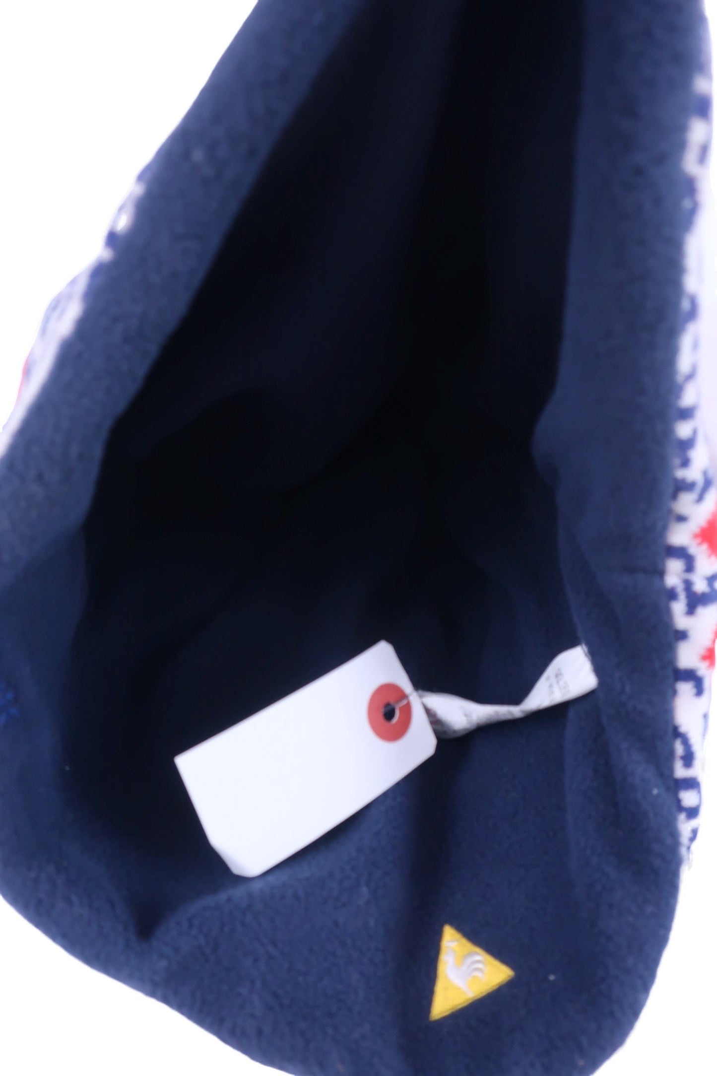 le coq sportif(ルコックスポルティフ) ニット帽 白ネイビーロゴ柄 レディース F B-6