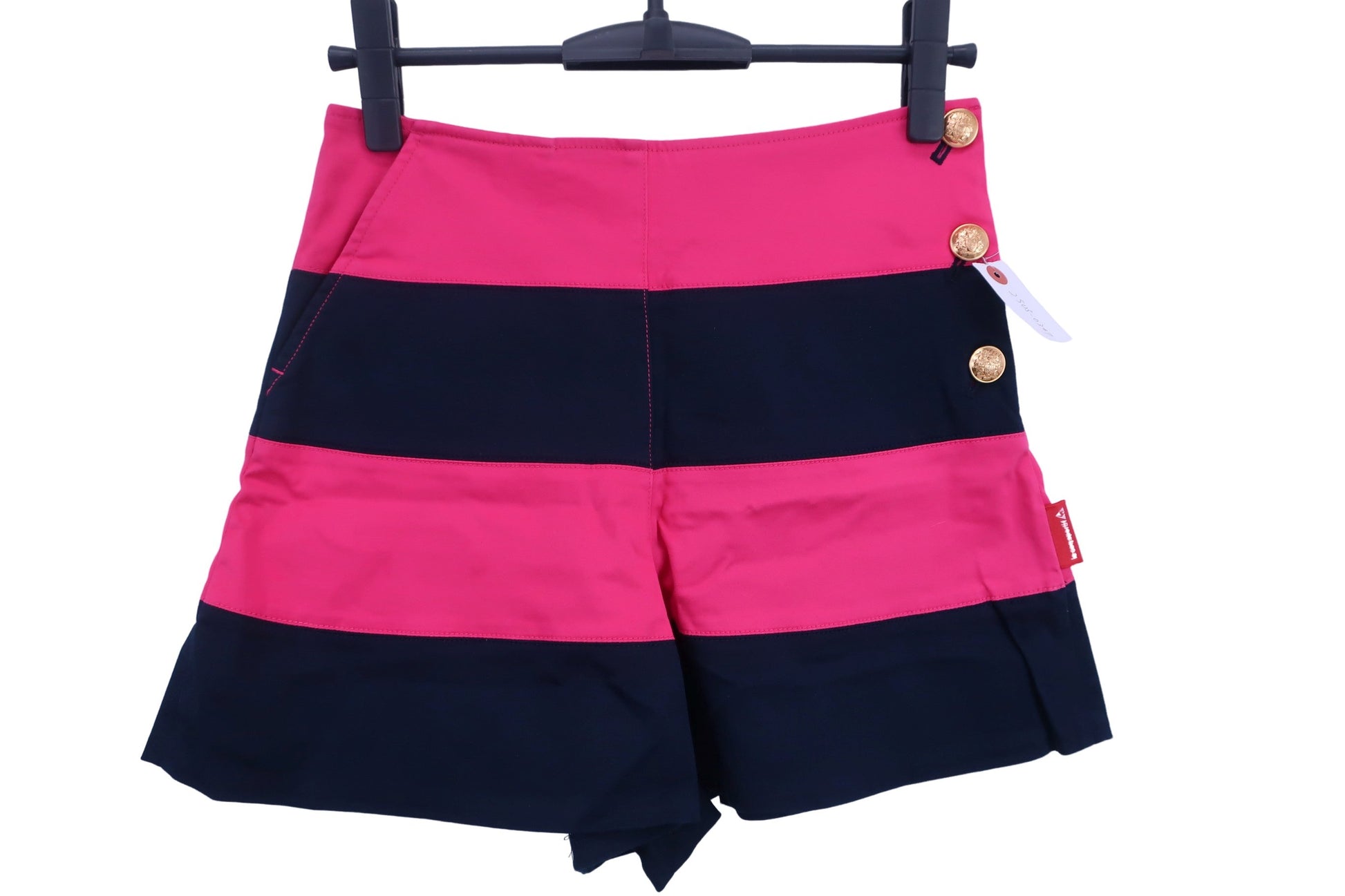 le coq sportif(ルコックスポルティフ) ショートパンツ ピンク黒太ボーダー レディース 7 A-1