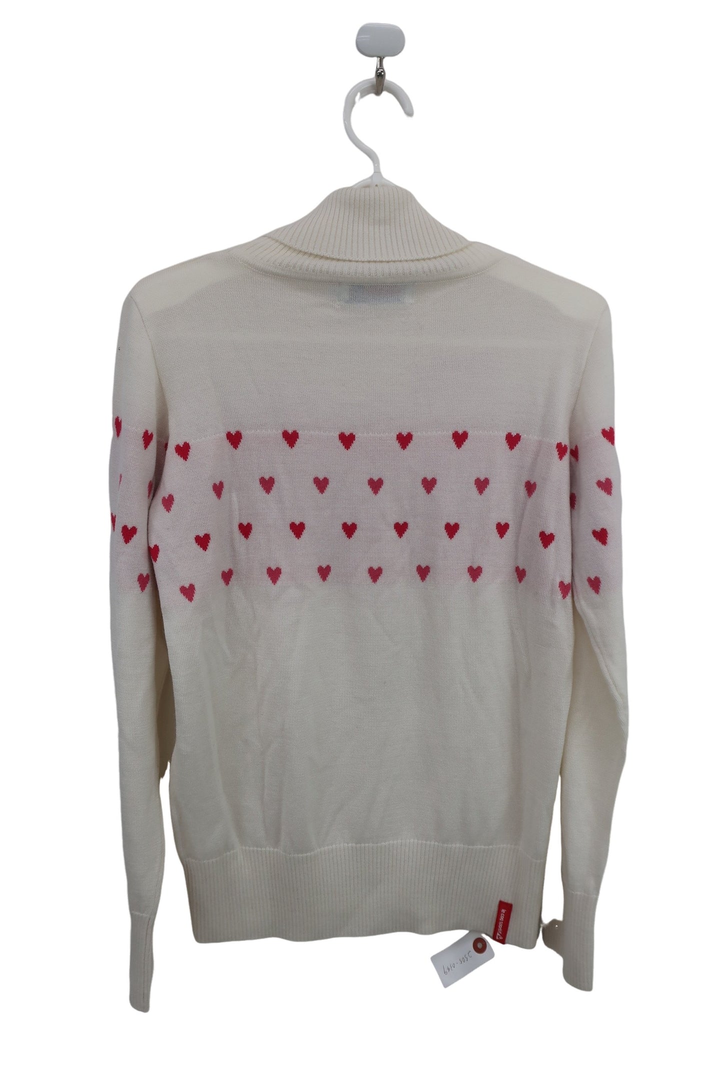 le coq sportif(ルコックスポルティフ) ハイネックセーター 白ピンクハート柄 レディース M B-4