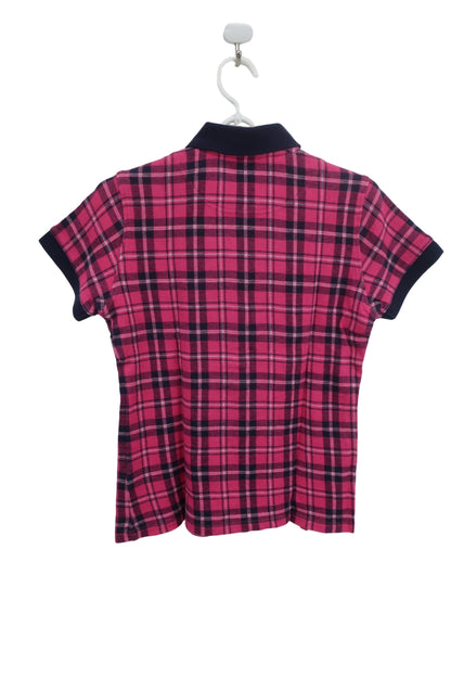 le coq sportif(ルコックスポルティフ) ポロシャツ ピンクネイビーチェック レディース M B-4