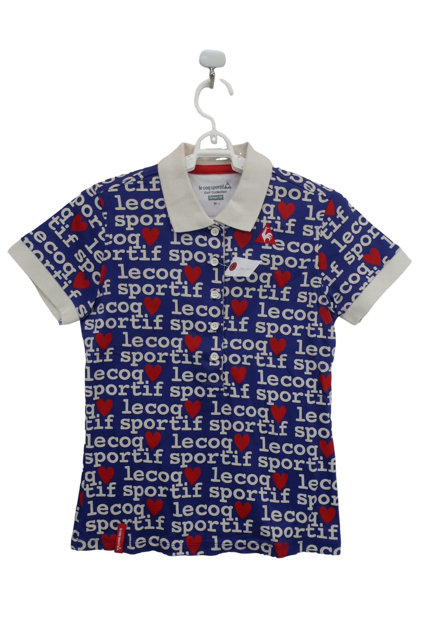 le coq sportif(ルコックスポルティフ) ポロシャツ 紫白文字柄 レディース M B-1