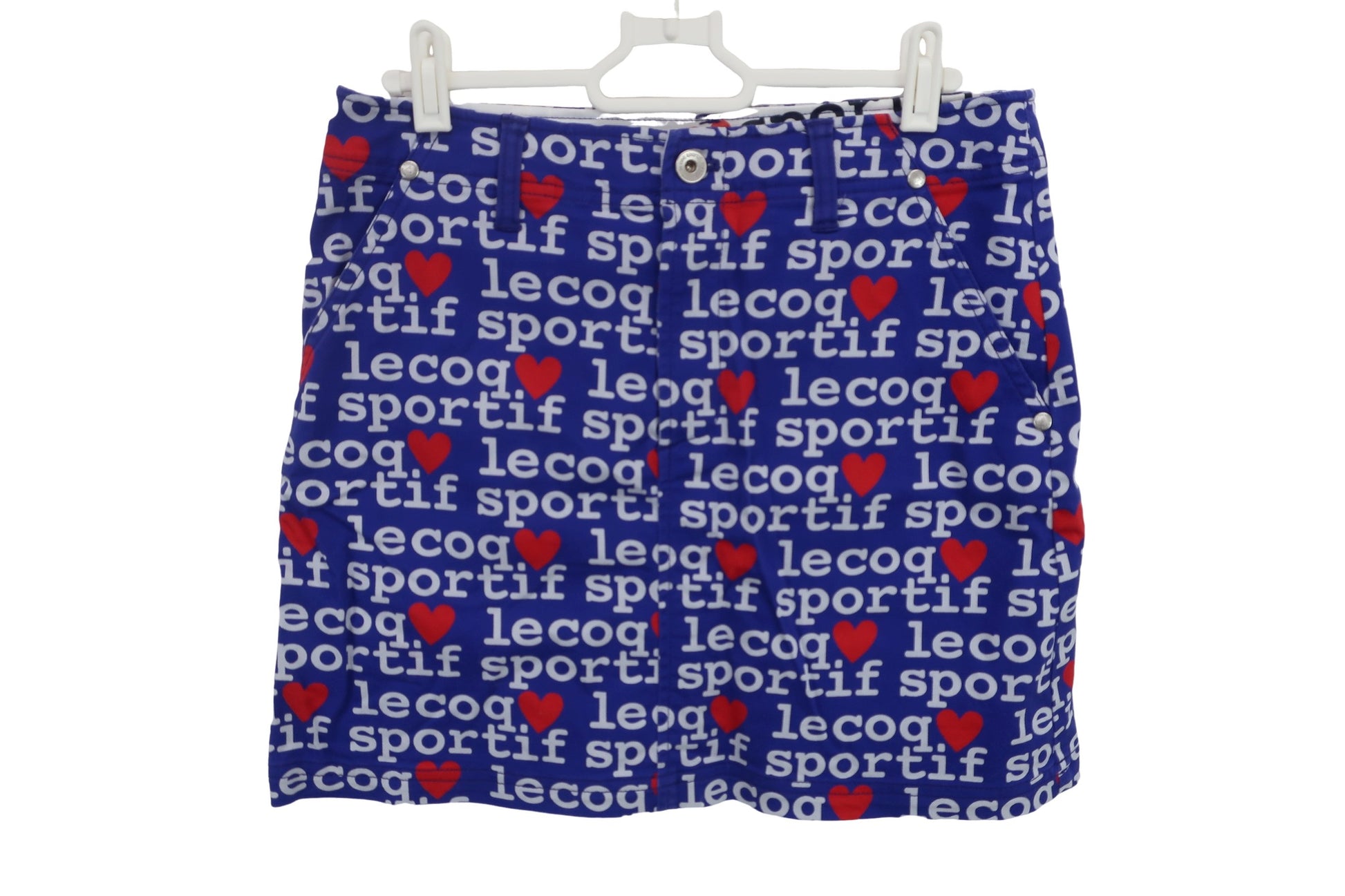 le coq sportif(ルコックスポルティフ) スカート(インナーパンツ付き) 青紫白文字柄 レディース 9 A-2