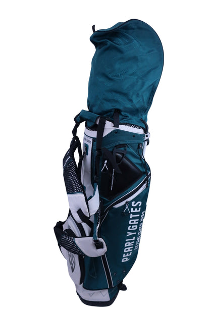 PEARLY GATES(パーリーゲイツ) スタンドキャディバッグ エメラルドグリーン×ホワイト 4分割 B-1