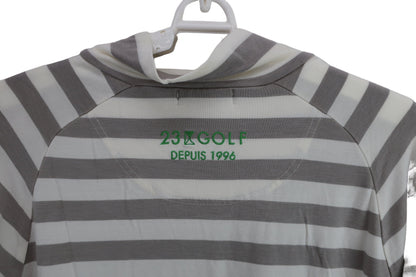 23区 GOLF(23区ゴルフ) ハイネックシャツ 白グレーボーダー メンズ L B-7