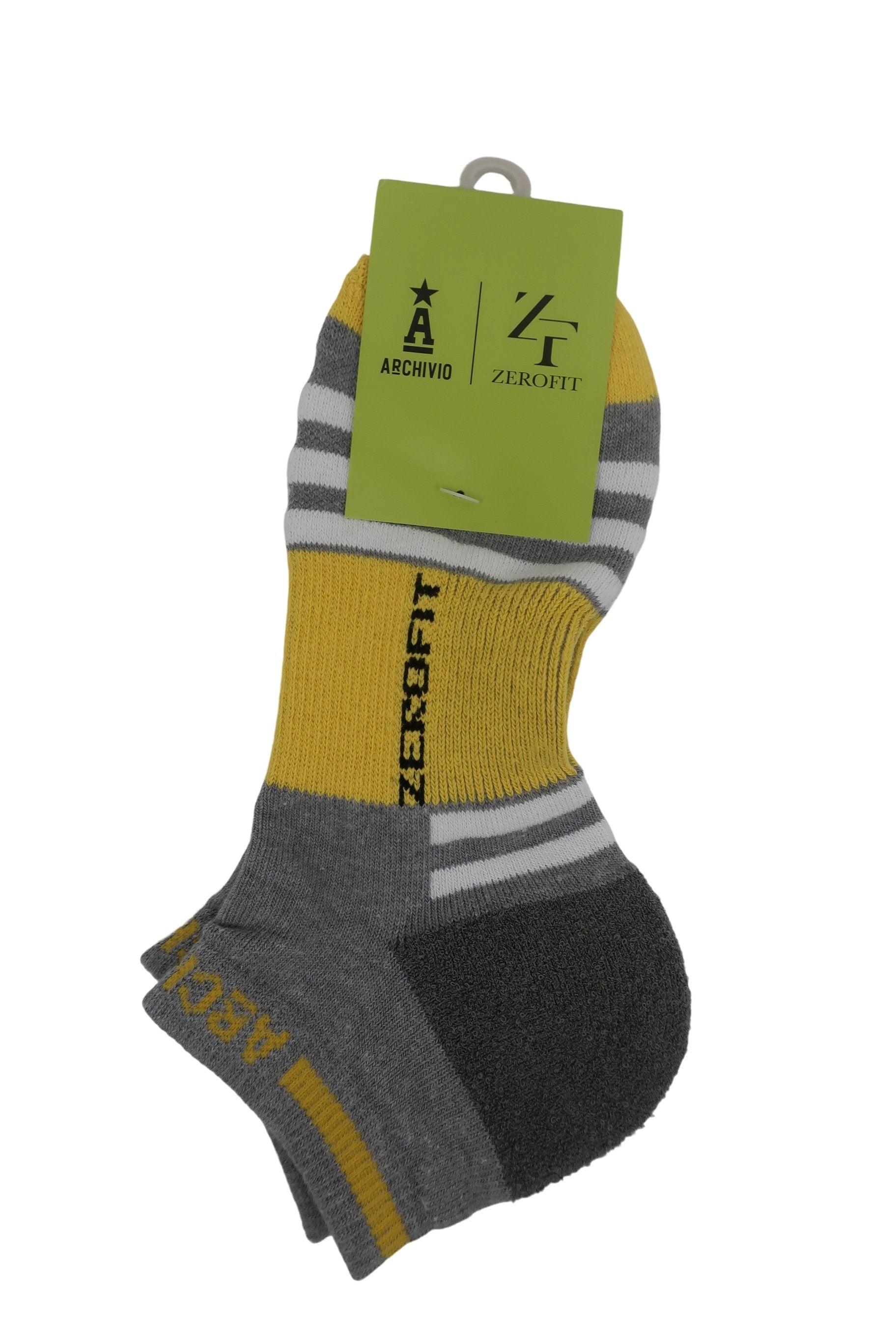 archivio(アルチビオ) 靴下 グレー黄色 レディース 22-24cm N-1