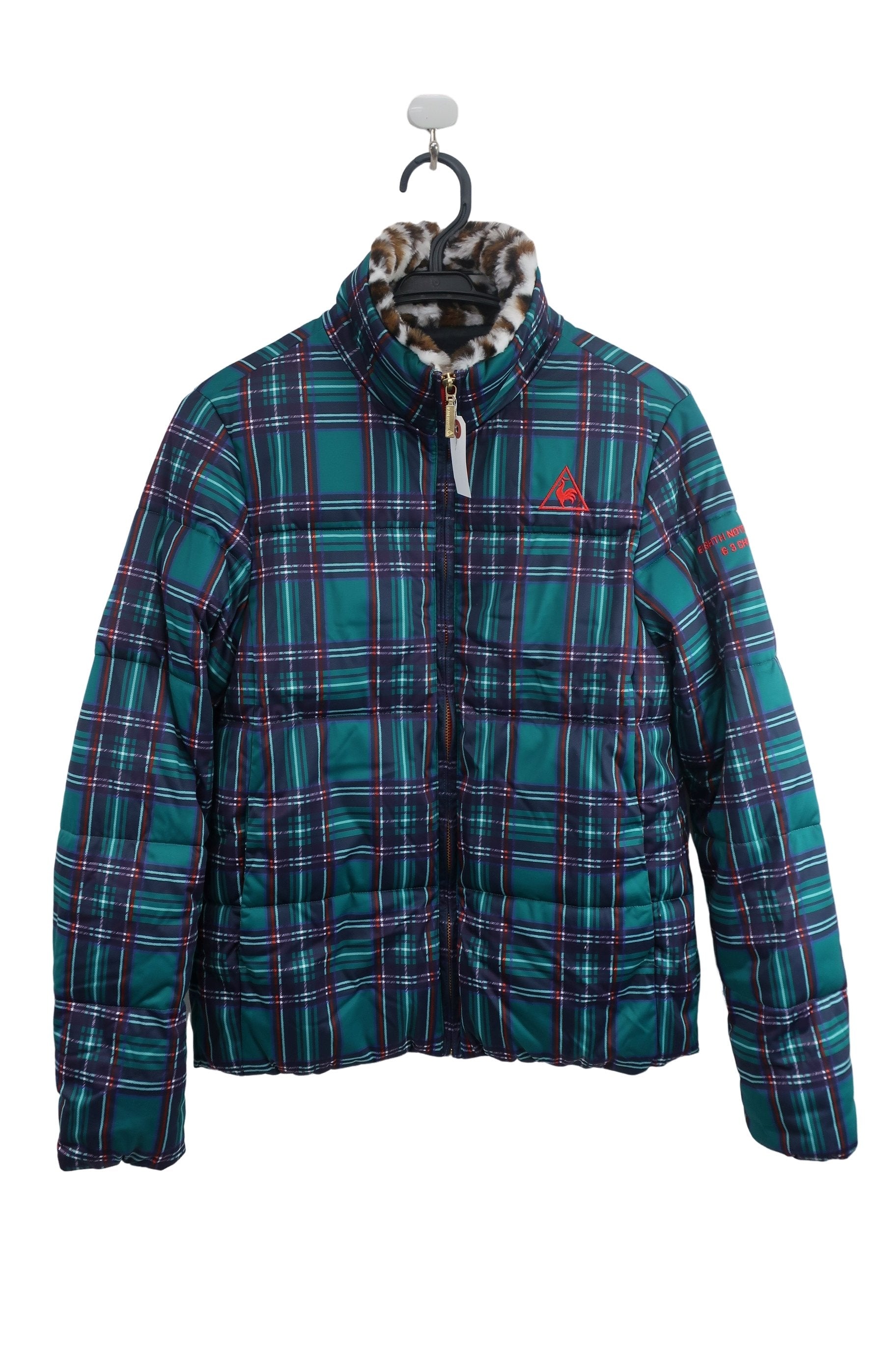 le coq sportif(ルコックスポルティフ) 中綿ダウンジャケット 緑ネイビーチェック レディース L QGWOJK07 A-1