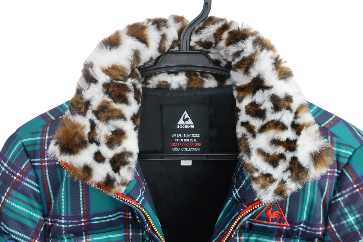 le coq sportif(ルコックスポルティフ) 中綿ダウンジャケット 緑ネイビーチェック レディース L QGWOJK07 A-4