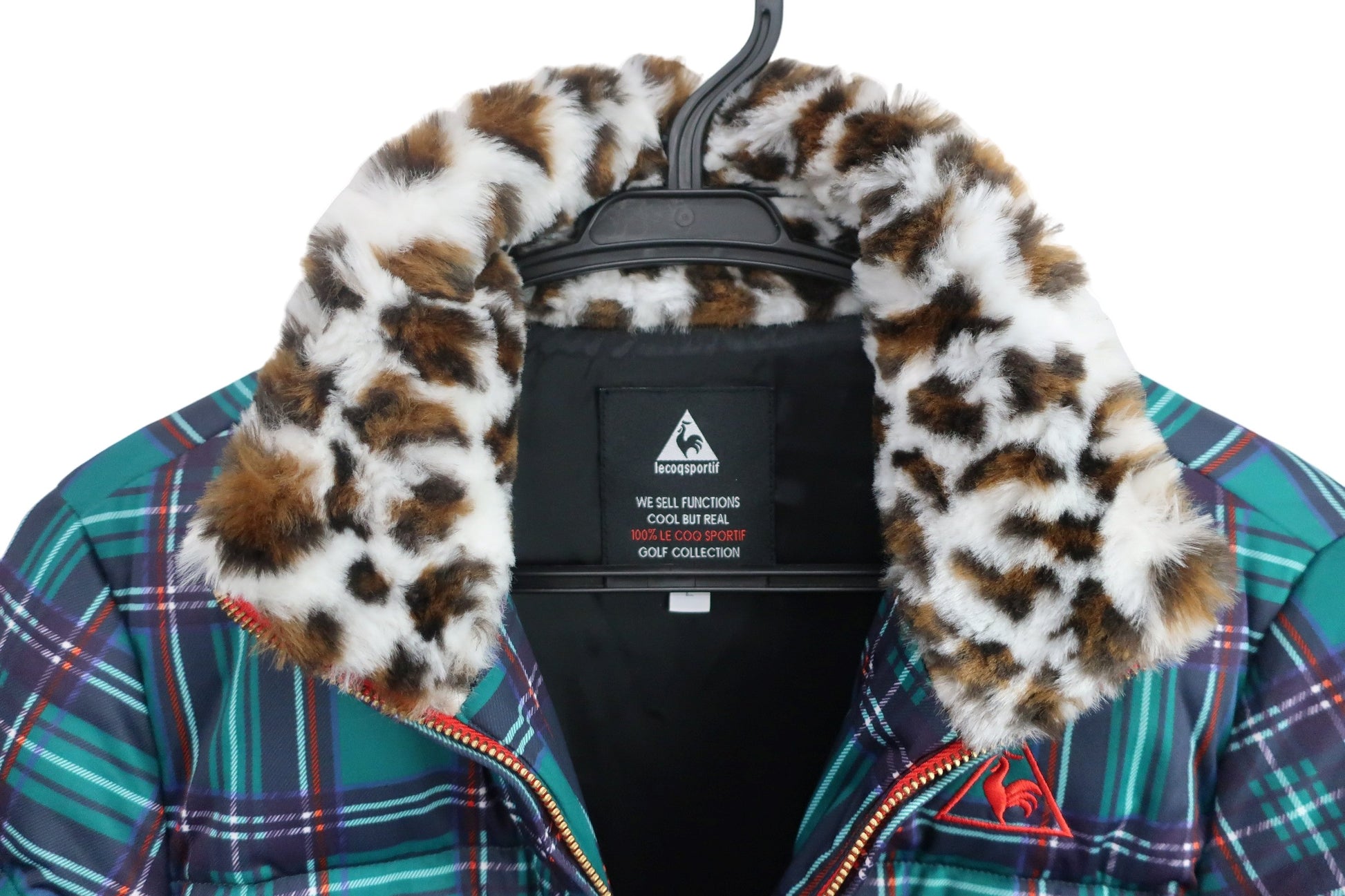 le coq sportif(ルコックスポルティフ) 中綿ダウンジャケット 緑ネイビーチェック レディース L QGWOJK07 A-4