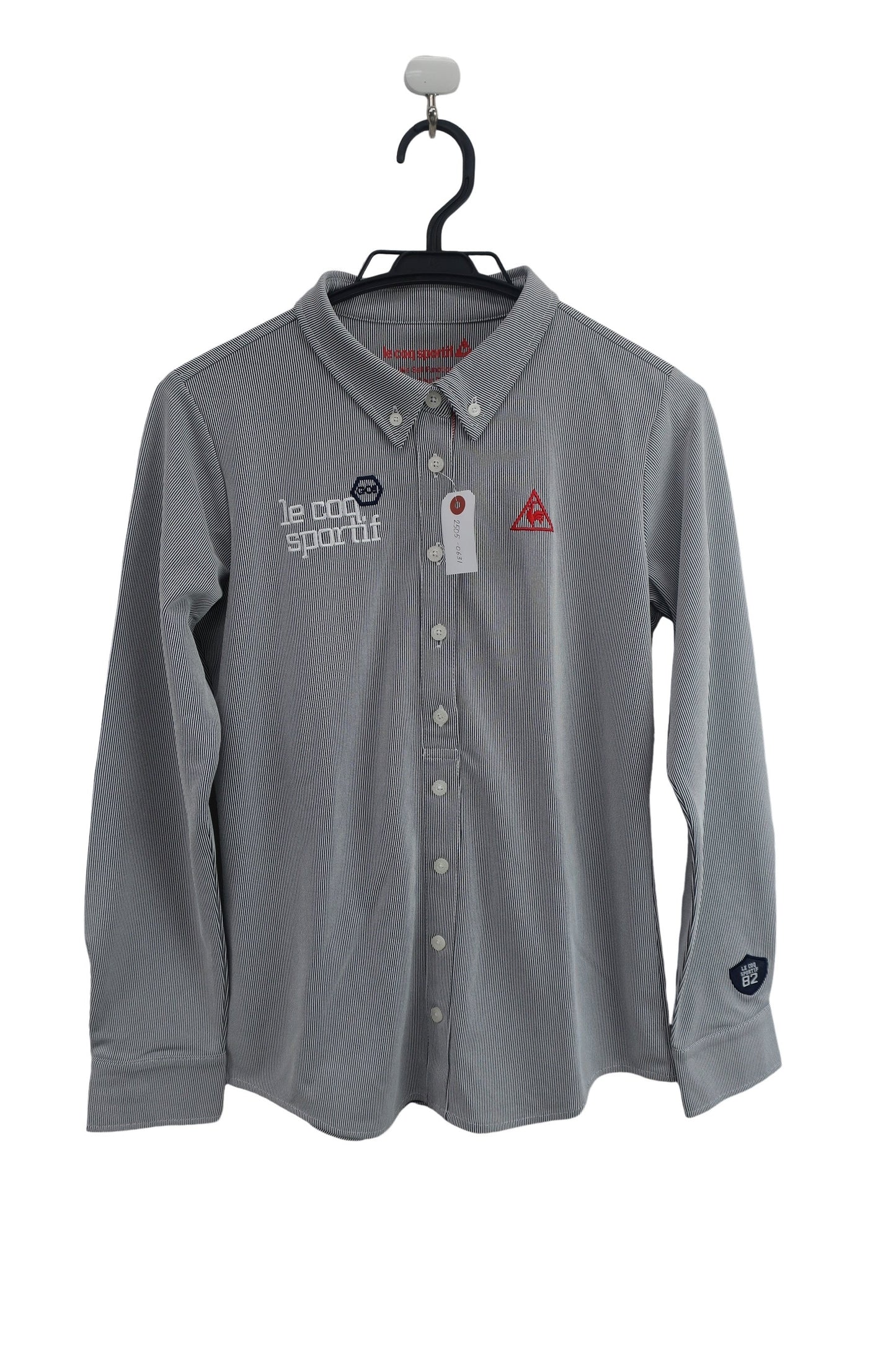 le coq sportif(ルコックスポルティフ) 長袖ポロシャツ ネイビーストライプ レディース L QGWPJB00 A-1