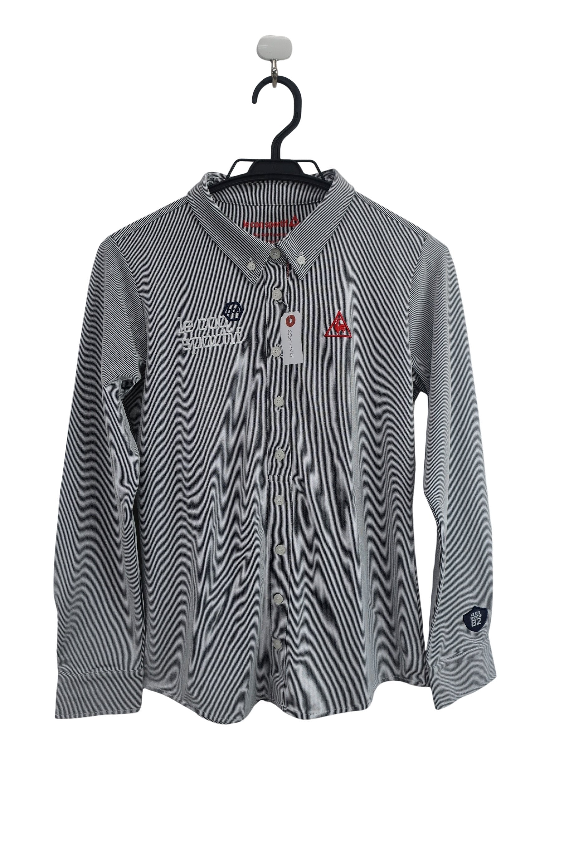 le coq sportif(ルコックスポルティフ) 長袖ポロシャツ ネイビーストライプ レディース L QGWPJB00 A-1