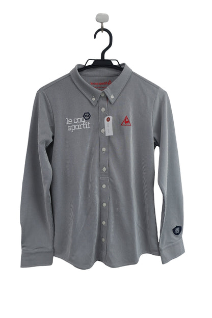 le coq sportif(ルコックスポルティフ) 長袖ポロシャツ ネイビーストライプ レディース L QGWPJB00 A-1