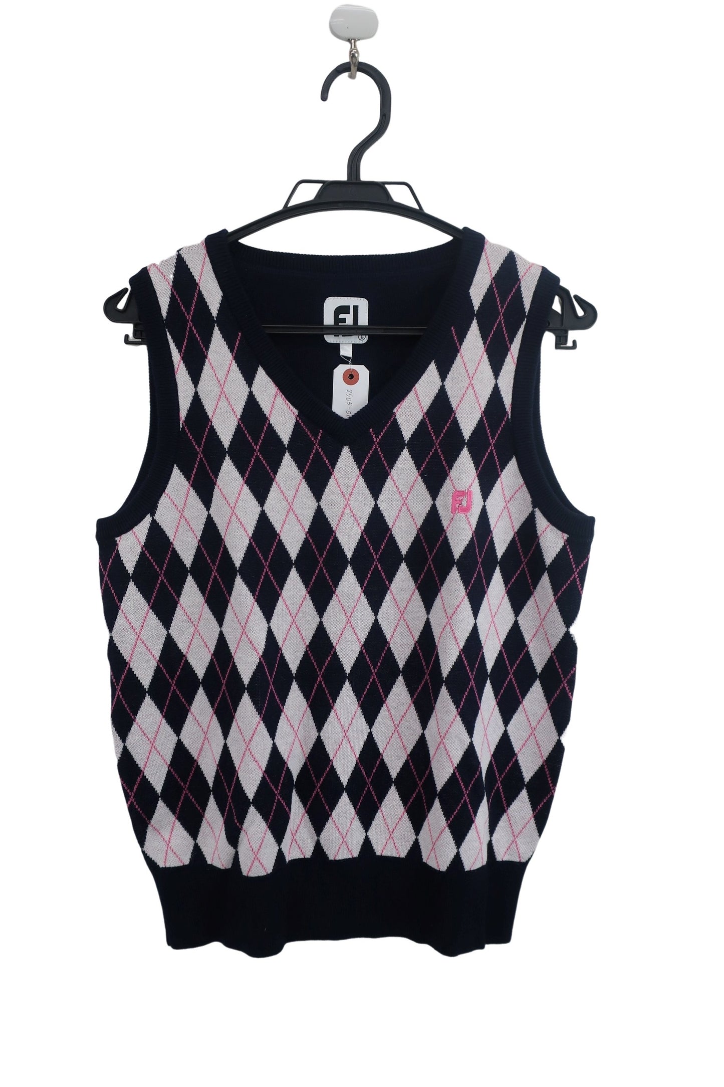 FOOTJOY(フットジョイ) ニットベスト ネイビー白ピンクアーガイル柄 レディース L FJW-F18-M05 B-1