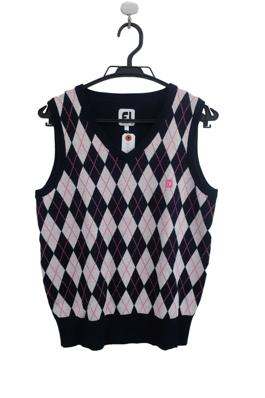 FOOTJOY(フットジョイ) ニットベスト ネイビー白ピンクアーガイル柄 レディース L FJW-F18-M05 B-1
