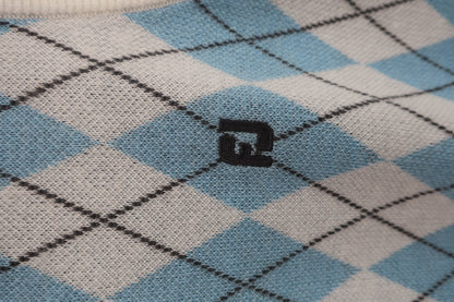 FOOTJOY(フットジョイ) ニットベスト 白水色アーガイル柄 レディース L A-2