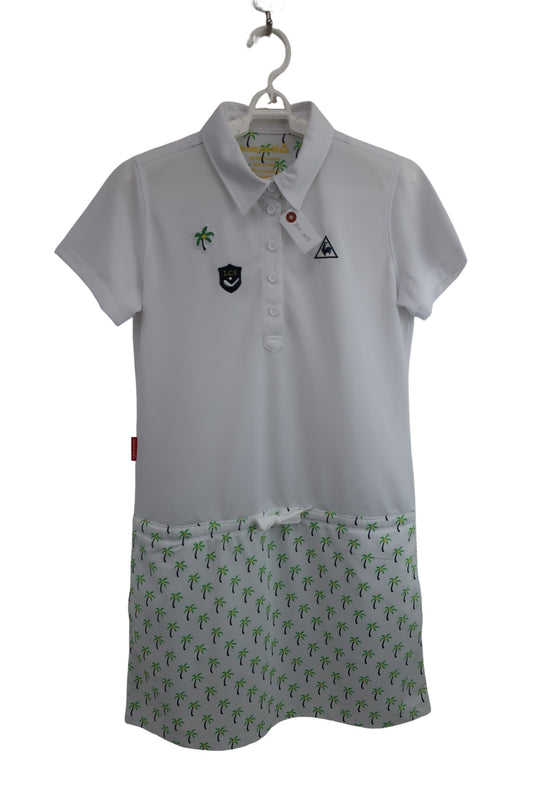 le coq sportif(ルコックスポルティフ) ワンピース 白ヤシの木柄 レディース L A-1
