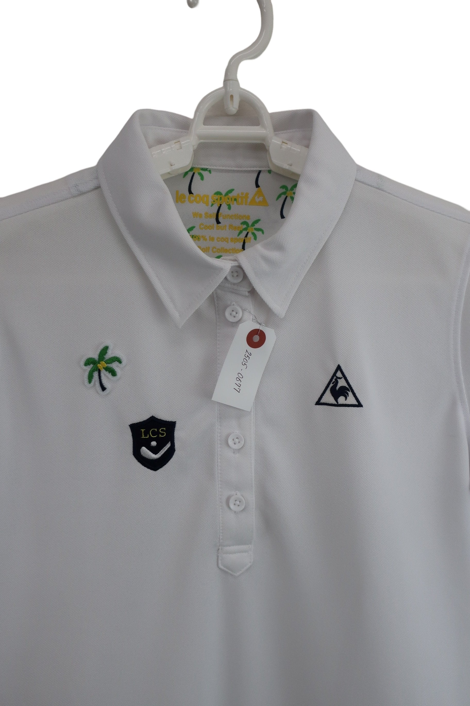 le coq sportif(ルコックスポルティフ) ワンピース 白ヤシの木柄 レディース L A-4