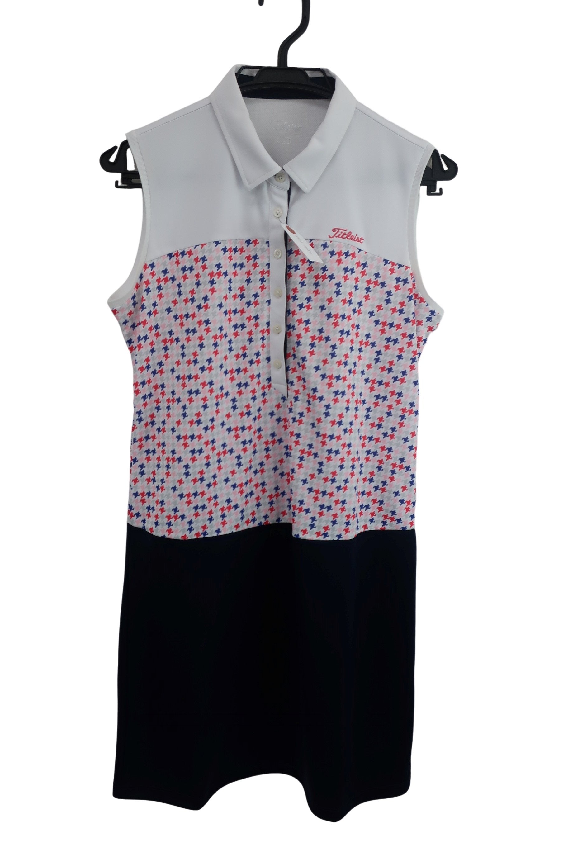 Titleist(タイトリスト) ノースリーブワンピース 白カラフル千鳥 レディース L A-1