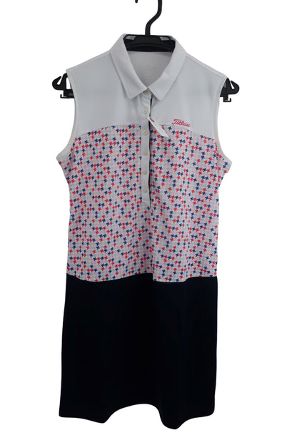 Titleist(タイトリスト) ノースリーブワンピース 白カラフル千鳥 レディース L A-1