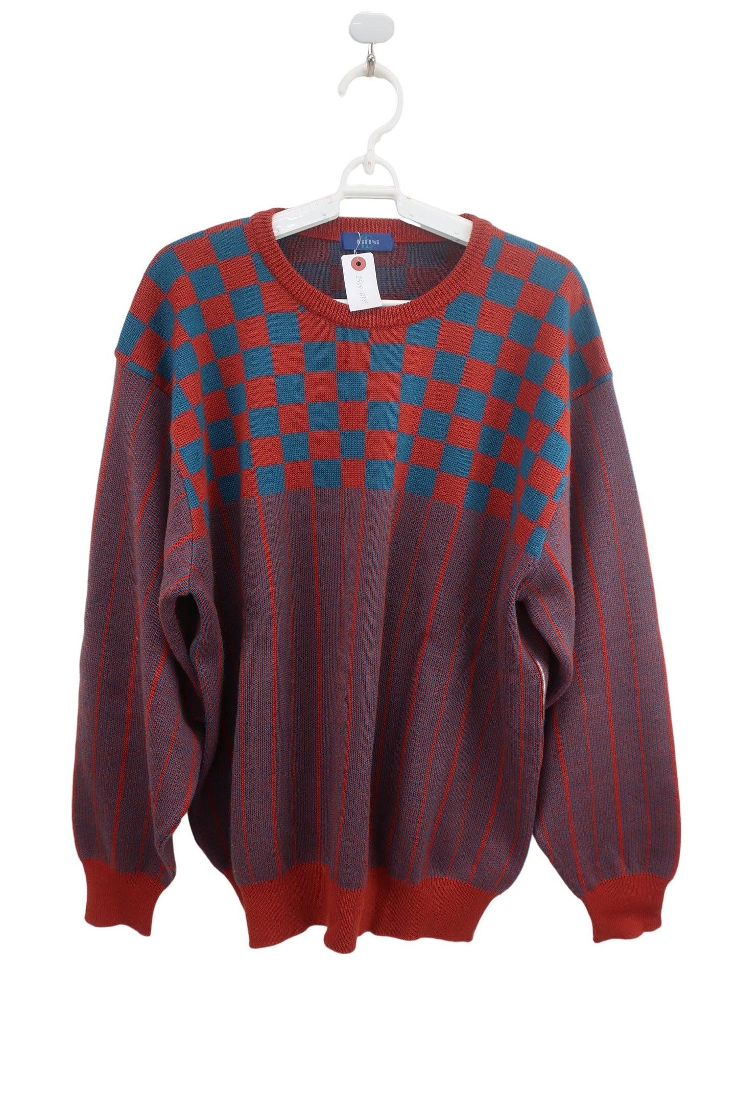 DiFINi セーター 茶色・ターコイズブルー総柄 メンズ LL A-1