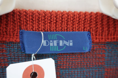 DiFINi セーター 茶色・ターコイズブルー総柄 メンズ LL A-2