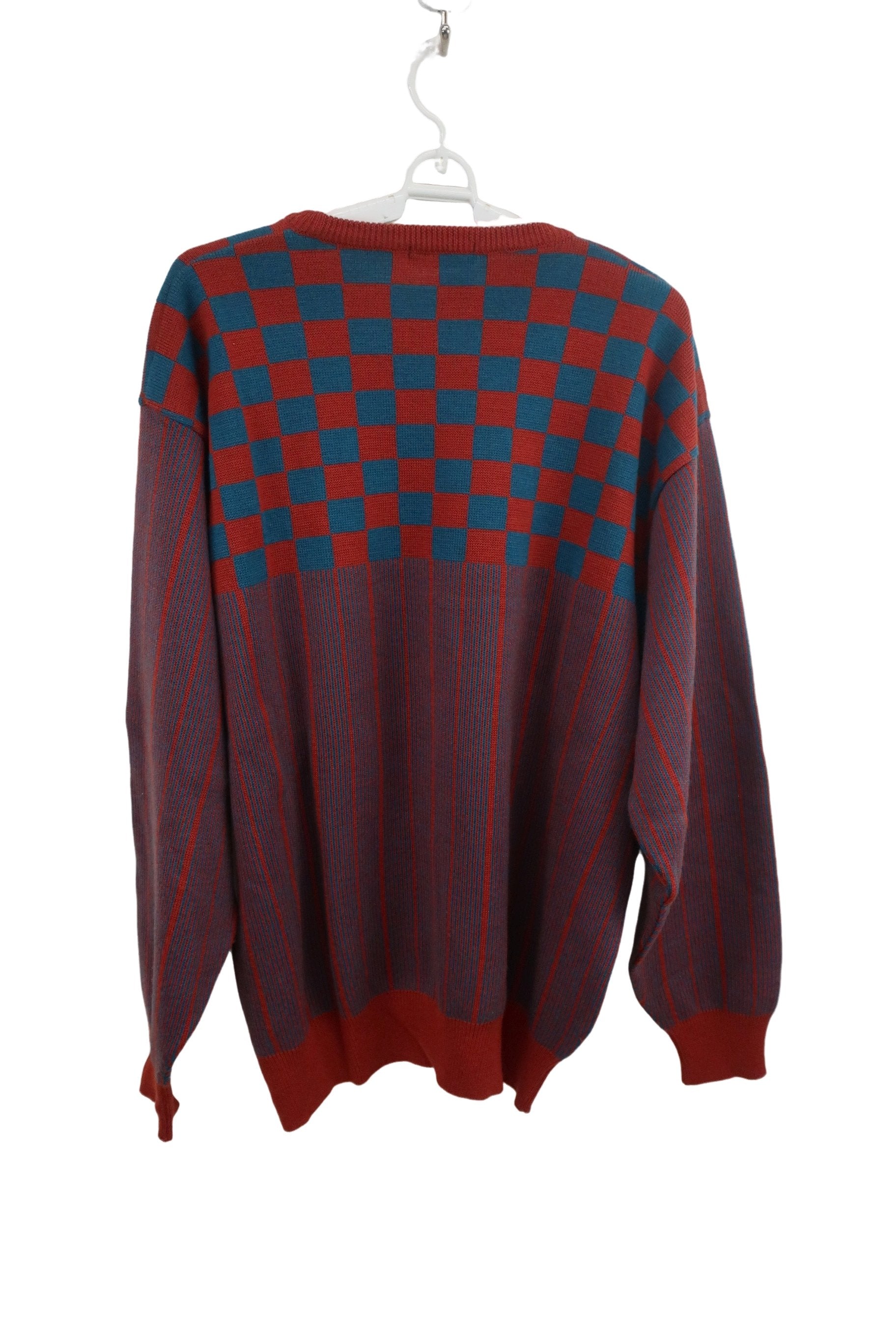 DiFINi セーター 茶色・ターコイズブルー総柄 メンズ LL A-3