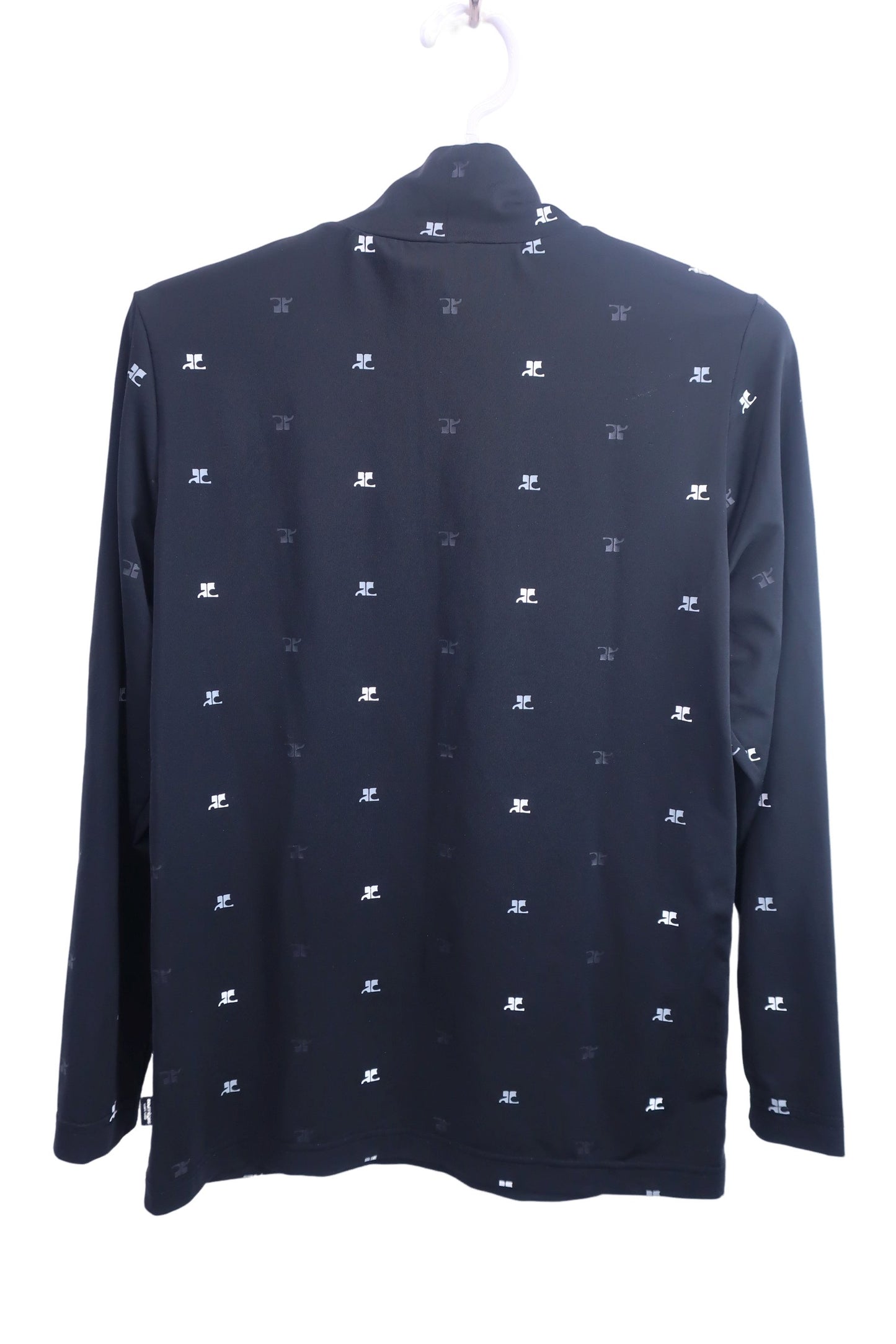 courreges(クレージュ) 長袖モックネックシャツ 黒ロゴ柄 レディース 38 A-5