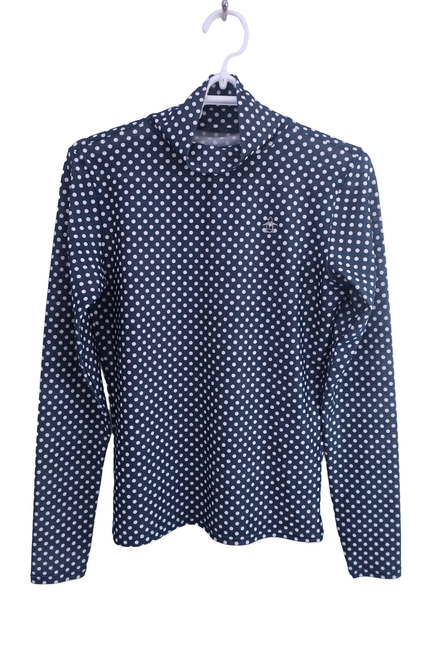 Munsingwear(マンシングウェア) 長袖モックネックシャツ ネイビー白ドット レディース M A-1