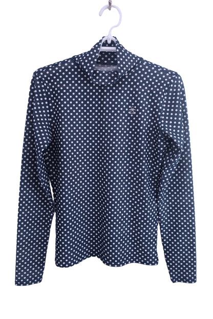 Munsingwear(マンシングウェア) 長袖モックネックシャツ ネイビー白ドット レディース M A-1