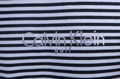 Calvin Klein golf(カルバンクラインゴルフ) ハーフジップ長袖シャツ 黒グレーボーダー レディース M B-3