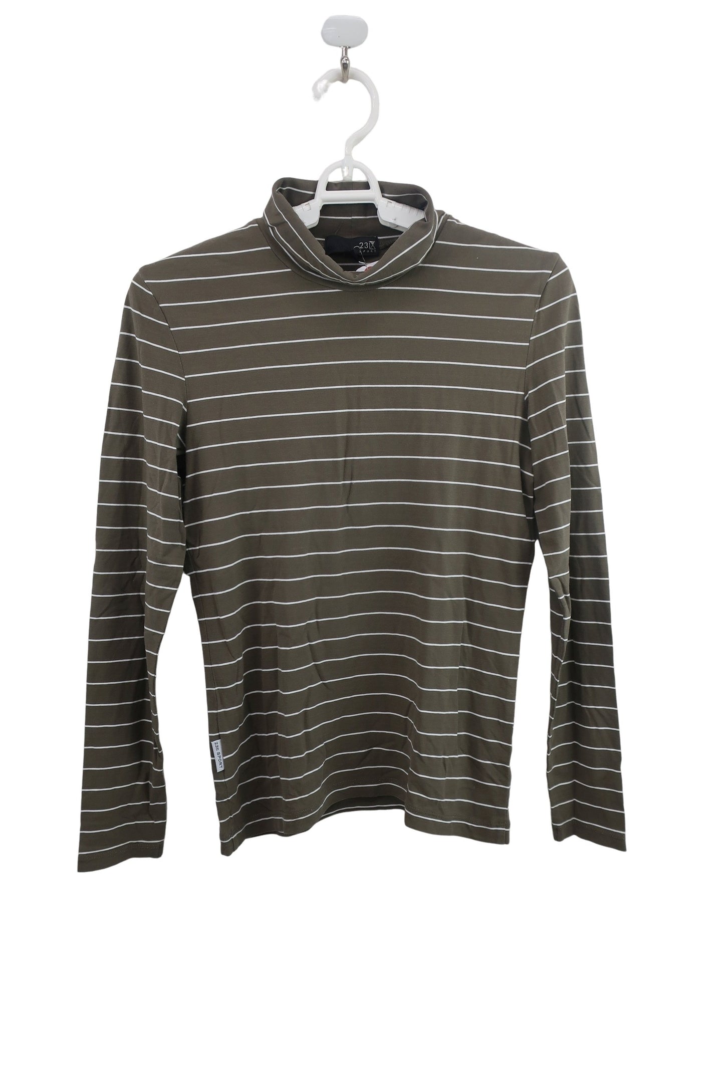 23区 SPORT(23区スポーツ) ハイネック長袖シャツ 茶白ボーダー レディース M B-1