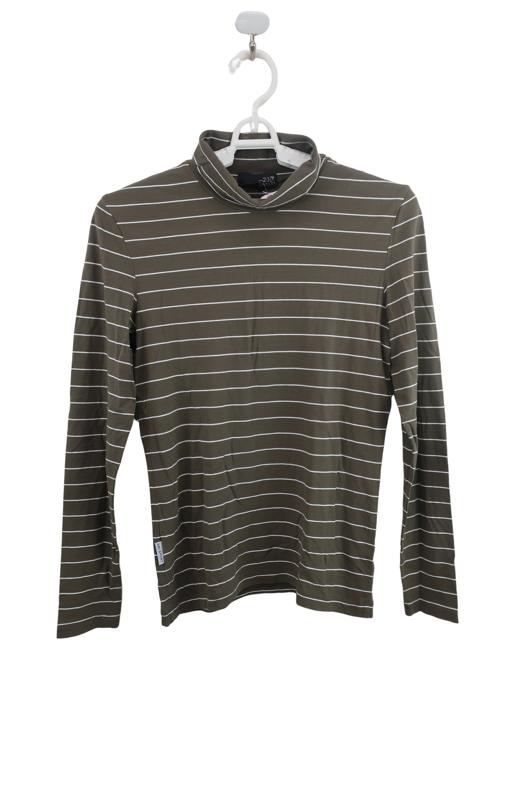 23区 SPORT(23区スポーツ) ハイネック長袖シャツ 茶白ボーダー レディース M B-1