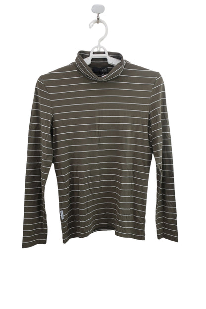 23区 SPORT(23区スポーツ) ハイネック長袖シャツ 茶白ボーダー レディース M B-1