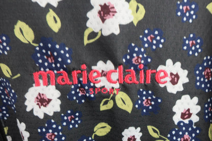 marie claire sport(マリ・クレール・スポーツ) ハーフジップ長袖シャツ グレー白ネイビー花柄 レディース M A-2