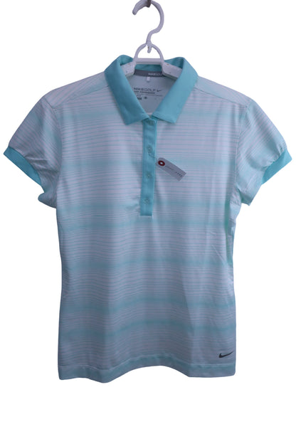 NIKE GOLF(ナイキゴルフ) 半袖ポロシャツ 水色白ボーダー レディース L B-1