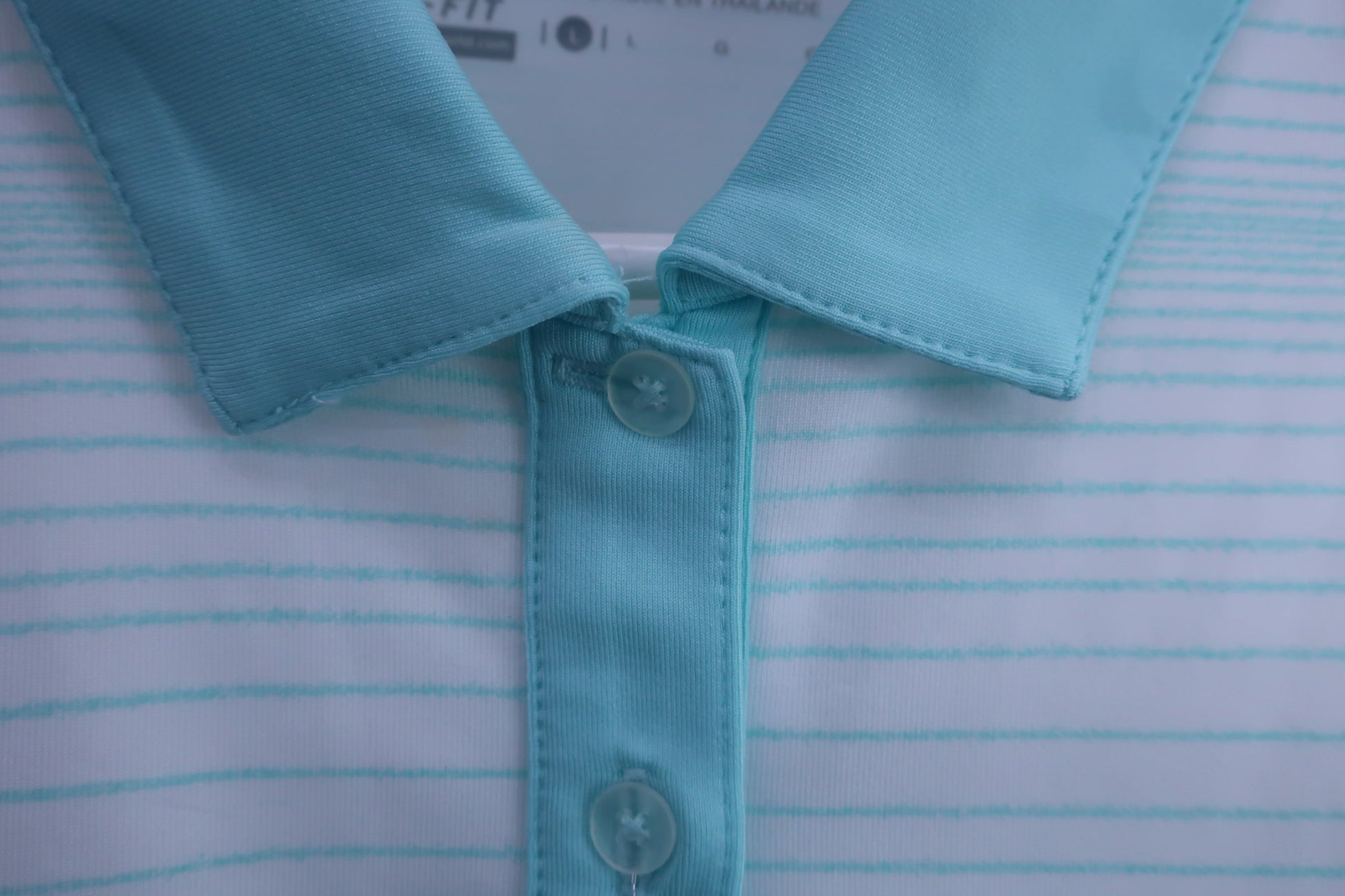 NIKE GOLF(ナイキゴルフ) 半袖ポロシャツ 水色白ボーダー レディース L B-3