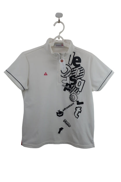 le coq sportif(ルコックスポルティフ) ハーフジップ半袖シャツ 白 レディース M C-1