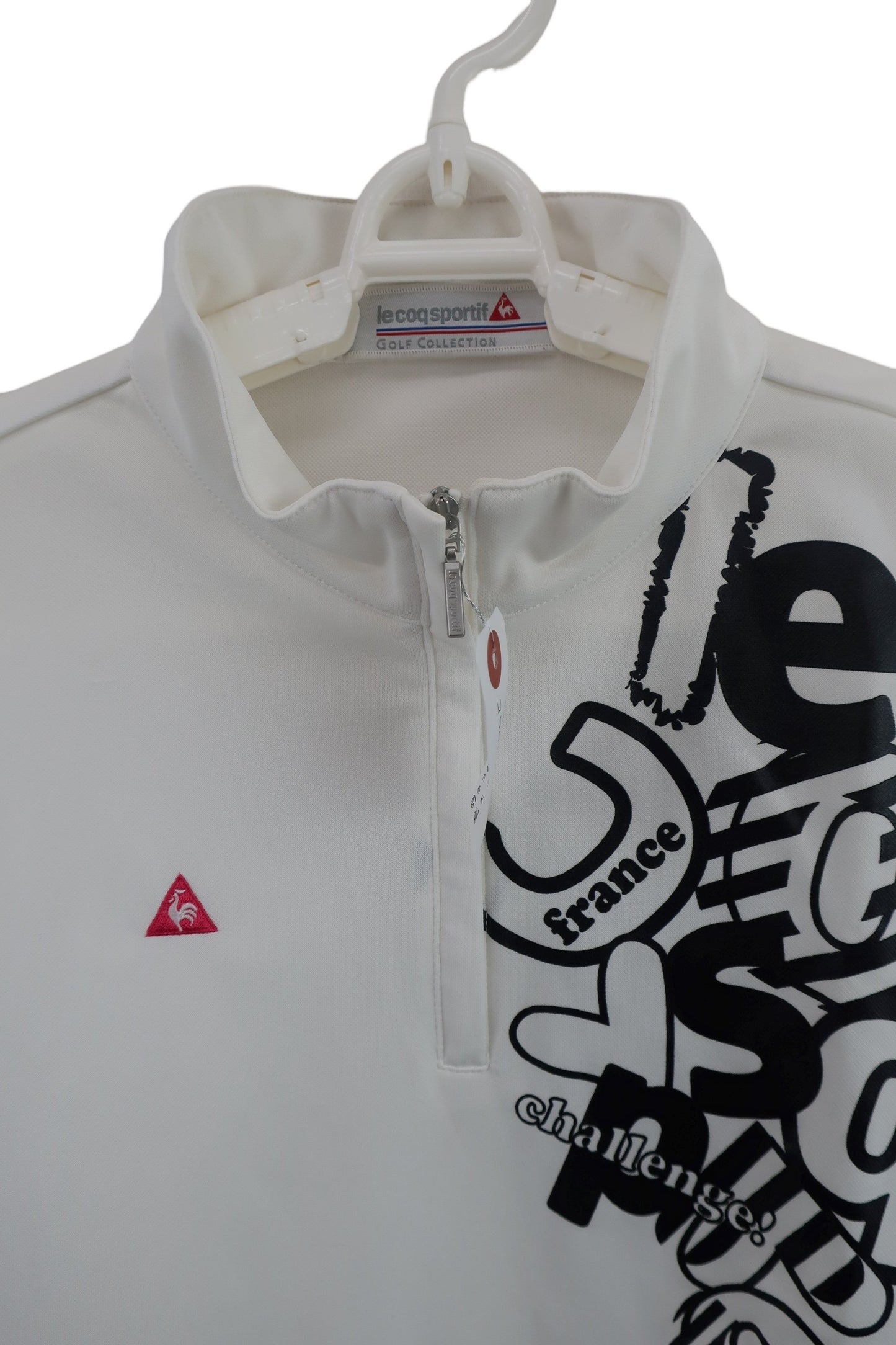 le coq sportif(ルコックスポルティフ) ハーフジップ半袖シャツ 白 レディース M C-4