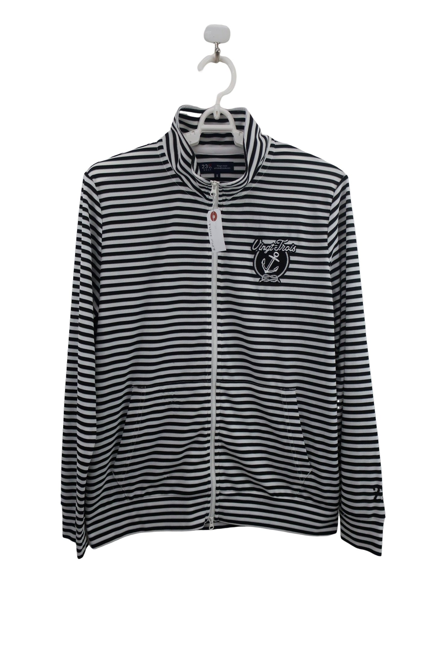 23区 GOLF(23区ゴルフ) フルジップブルゾン 白黒ボーダー レディース L C-1
