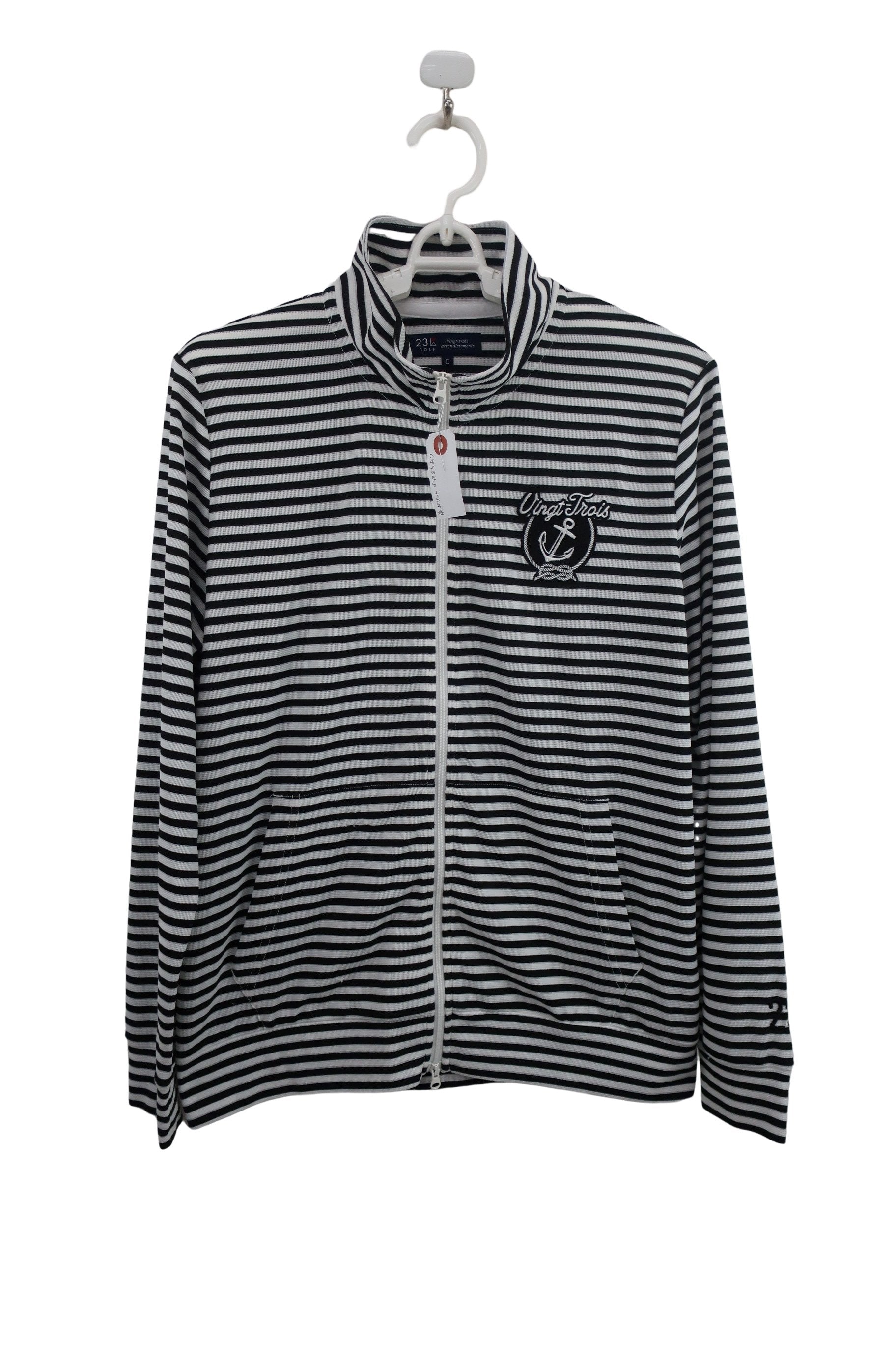 23区 GOLF(23区ゴルフ) フルジップブルゾン 白黒ボーダー レディース L C-1