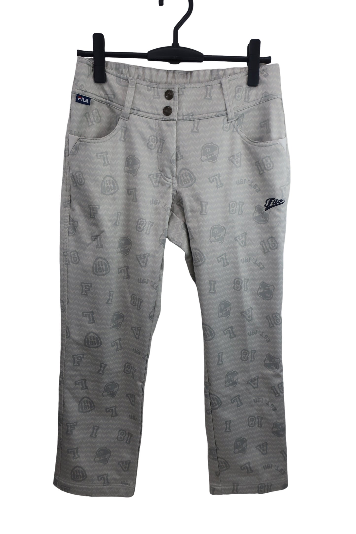 FILA GOLF(フィラゴルフ) 裏起毛パンツ グレー総柄 レディース L B-1