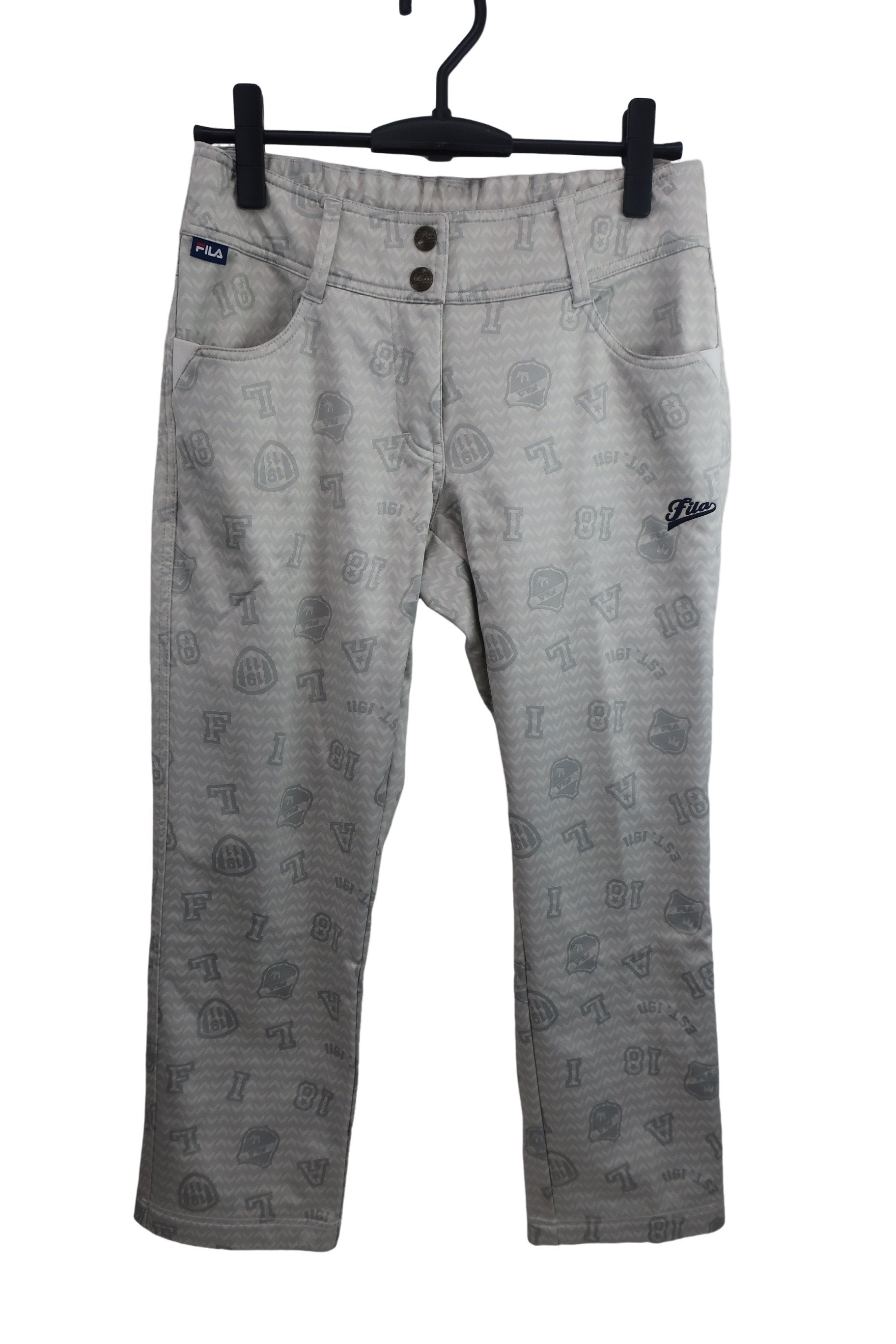 FILA GOLF(フィラゴルフ) 裏起毛パンツ グレー総柄 レディース L B-1
