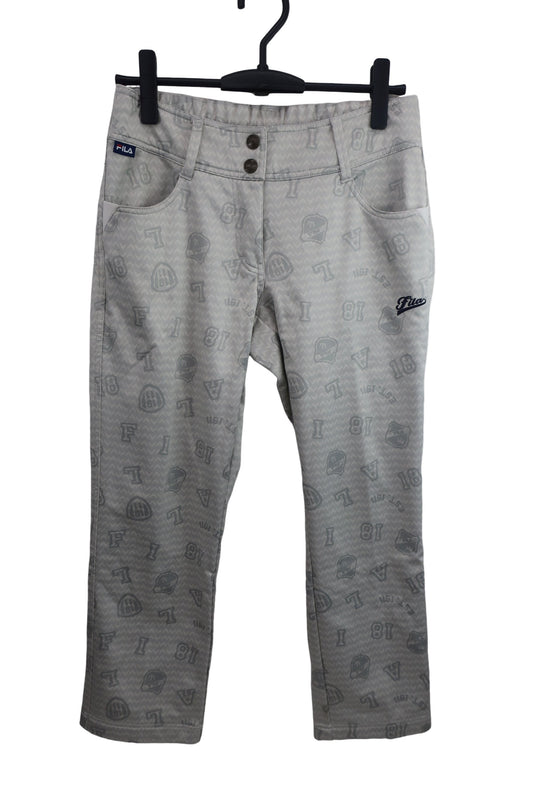 FILA GOLF(フィラゴルフ) 裏起毛パンツ グレー総柄 レディース L B-1