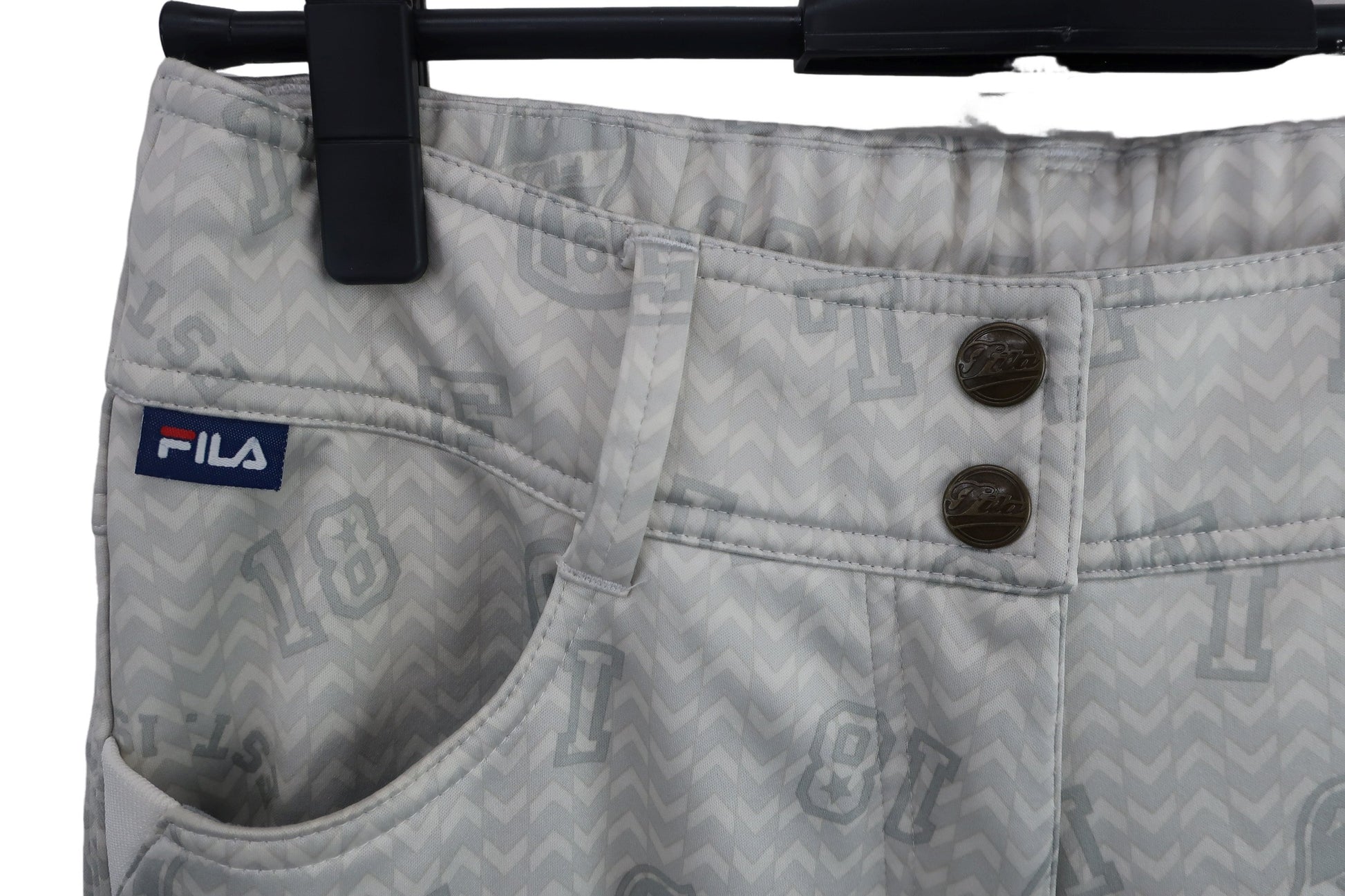FILA GOLF(フィラゴルフ) 裏起毛パンツ グレー総柄 レディース L B-3